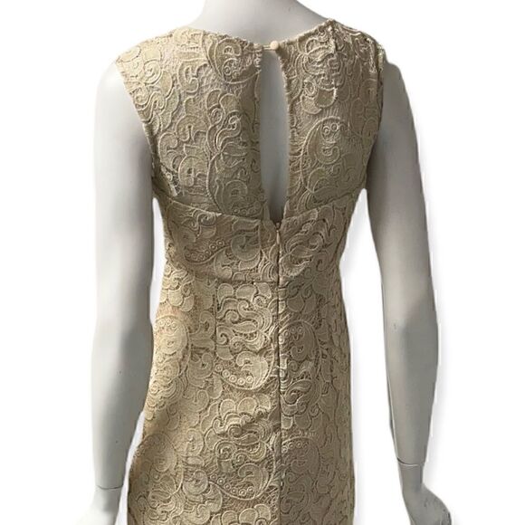 Aidan Mattox Gold Lace Sleeveless Gown - Picture 3 of 7